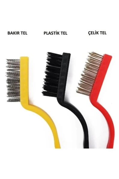 3 Adet Ocak Fırın Mangal Izgara Airfryer Temizliği Tel Pas Sökme Fırçası 3lü Yağ Temizleme Fırçası - Resim 6