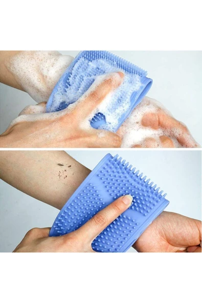 Banyo Sırt Kesesi Lif Çift Taraflı Silikon Sırt Kesesi Lif - Resim 2