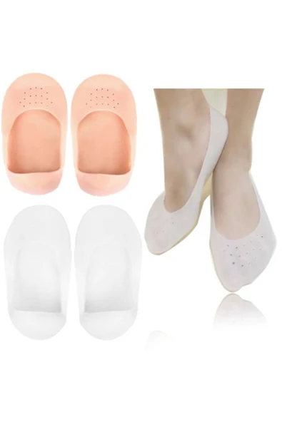 Ayak Topuk Çatlak Soyulma Önleyici Silikon Patik Ten Rengi 1 Çift [Mustazen] ürün görseli