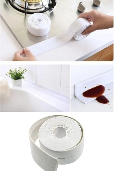 3.2m Su Sızdırmaz Geçirmez Bant Lavabo Küvet Kenar Bandı Küvet Duş Bandı (2 Adet) - Resim 3
