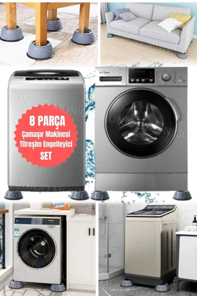 Çamaşır Makinesi Pedleri - 8 Adet Kaymaz Çamaşır Makinesi Stoper Seti - 8 Parça Titreşim Önleyici - 4