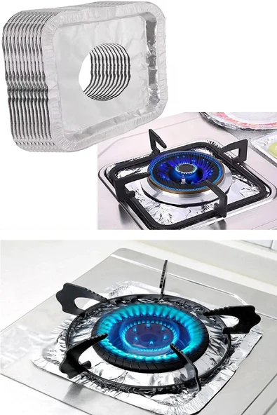 20 Adet Ocak Üstü Koruyucu Leke Önleyici Isıya Dayanıklı Yıkanabilir Ocak Gözü Izgara Koruyucu Foly - Resim 5