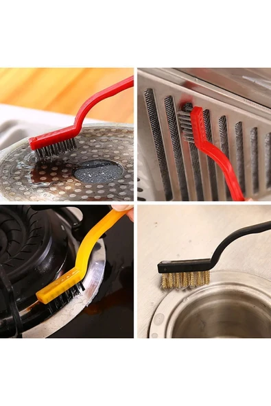 3 Adet Ocak Fırın Mangal Izgara Airfryer Temizliği Tel Pas Sökme Fırçası 3lü Yağ Temizleme Fırçası ürün görseli