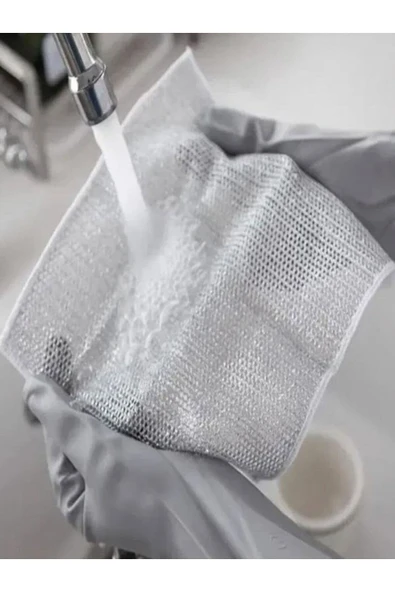 6 Adet Tek Katlı Çok Amaçlı Tel Bulaşık Yıkama Bezi Çok Fonksiyonlu Çizilmez Sihirli Bez 6 Lı Paket - Resim 3