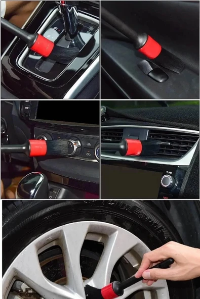 5'li  Detaylandırma Fırça Seti Araba Fırçaları 5 Parça Araba Torpido Döşeme Jant Temizleme Fırçası - Resim 5