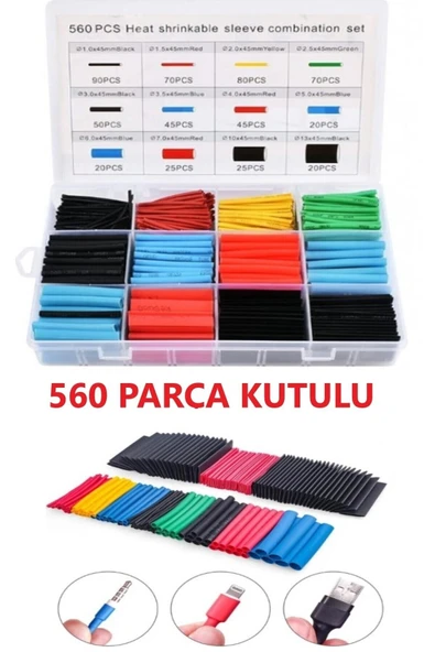 560 Adet Isıyla Daralan Makaron Seti Kablo Koruyucu Kablo Yalıtım Tamir Polyolefin Shrink ürün görseli 1