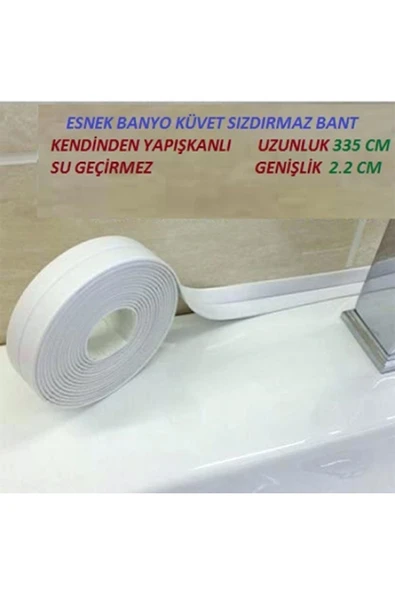 Banyo Küvet Lavabo Tezgah Su Sızdırmaz Kenar Bant - 3,2 M X 38 Mm - Resim 2