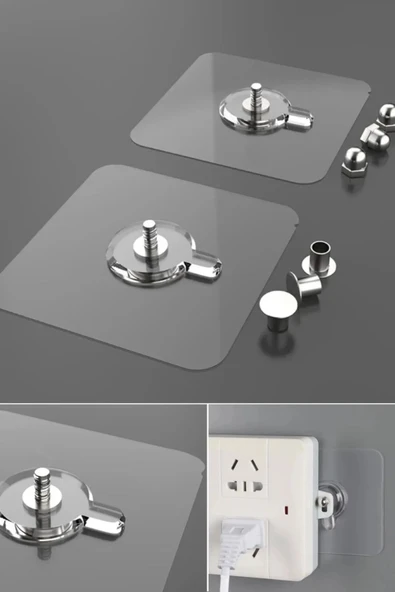 1 Adet Süper Güçlü Çerçeve Askısı Pin Delgisiz Vidalı Tırnak Kanca Yapışkanlı Raf Tutucu Askı - Resim 5