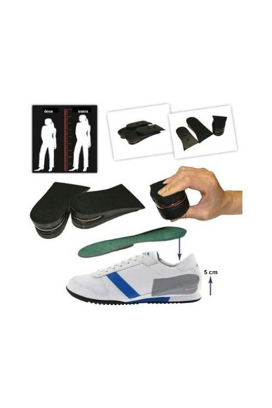 5 Cm Hava Yastıklı Boy Uzatıcı Tabanlık Siyah - Resim 4