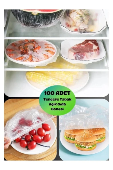 100 Adet Lastikli Tazeliği Koruyan Tencere ve Tabak Bonesi - Esnek Strech Kapak ürün görseli 1