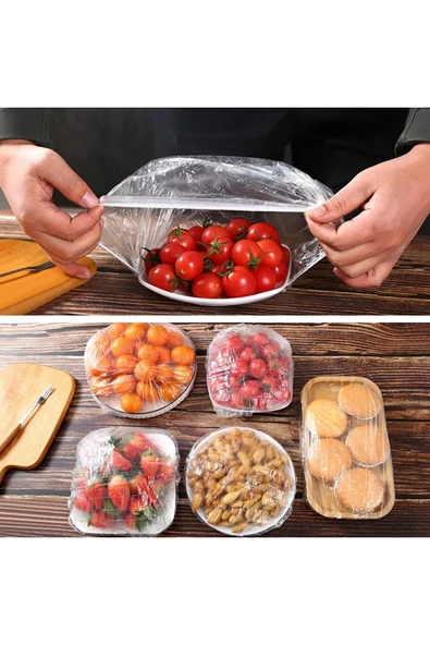 100 Adet Lastikli Tazeliği Koruyan Tencere ve Tabak Bonesi yeniden kullanılabilir Gıda Bonesi - Resim 2