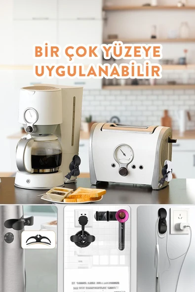 3 Adet Yapışkanlı Mutfak Aletleri Kablo Sarma Toplama Organizeri Airfryer Kablo Sabitleyic - 2