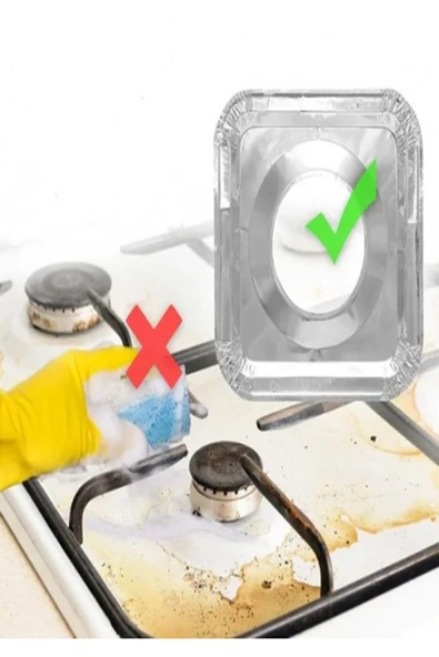 20'li Set Kare Ocak Üstü Yağ Koruyucu Alüminyumm Levha (23*23 Cm) (lF) - Resim 4