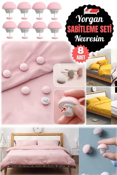 8 Adet Mantar Yorgan Tutucu Klips Seti - Dayanıklı ve Estetik Çözüm Yorgan Kılıfı Düzenleyici - Resim 5