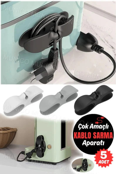 5 Adet Airfryer Kablo Toparlayıcı Sarma Küçük Ev Aletleri İçin Pratik Kablo Sarıcı Yanmaz Yapışkanlı - 4