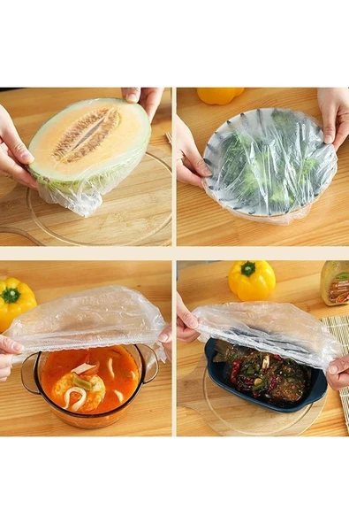 100 Adet Pratik Tazeliği Koruyan Tencere ve Tabak Bonesi | Çok Amaçlı Kapak Gıda Bonesi Strec Kapak ürün görseli 1