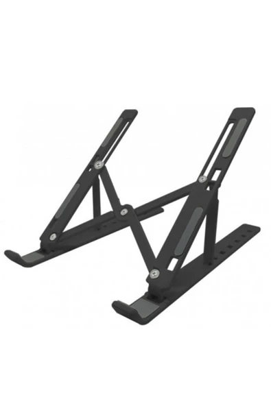 7 Kademeli Ayarlı Katlanabilir Plastik Laptop Tablet Standı Siyah Bilgisayar Tutucu ürün görseli