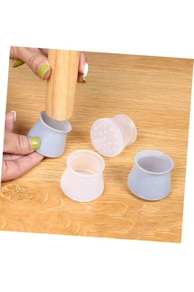 12 Adet Masa ve Sandalye Ayak Koruyucu Beyaz Silikon Sessiz Tip Zemin Koruyucu - Resim 2