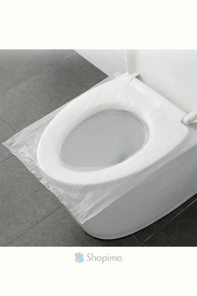 50 Adet Tek Kullanımlık Klozet Kapak Örtüsü Hijyenik Klozet Poşeti Şeffaf Cep Tipi Taşınabilir - Resim 4