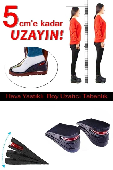 5 Cm Hava Yastıklı Boy Uzatıcı Tabanlık Siyah ürün görseli 1