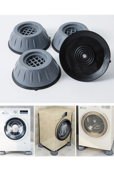 Aveo 4 Adet Çamaşır Makinesi Ayak Titreşim Gürültü Engelleyici Stoperi 4'lü Kaydırmaz Vantuzlu - Resim 3
