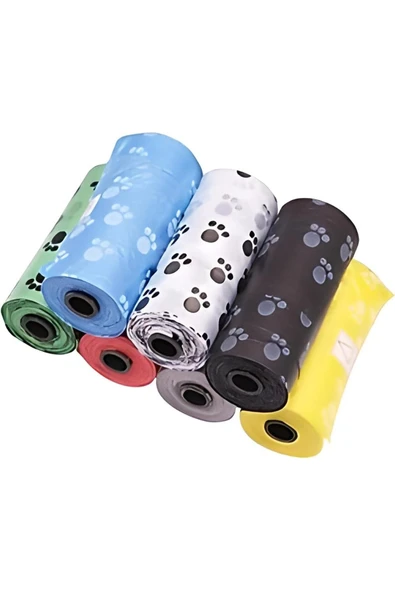 4lü Evcil Hayvanlar için Pati Desenli Kedi Köpek Kaka Ve Dışkı Poşeti Torbası - Resim 2