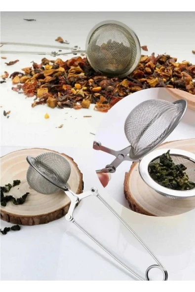 Bitki Çayı Demleme Süzgeci, Maşalı Bitki Çayı ve Çay Süzgeci ve Pratik Un Kakao Pudra Şekeri Eleği ürün görseli 1