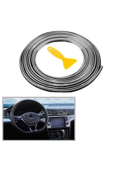 Araba Oto Dekorasyon Şeridi Kauçuk Elastik Kolay Kurulum 5 Metre Şerit Bant Gümüş Renk ürün görseli 1
