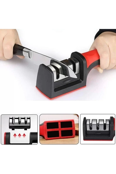 3 Kademeli Elmas Bıçak Bileme Aracı, Keskinlik Artırıcı, Pratik ve Dayanıklı ürün görseli 1