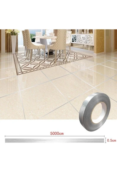 3 Adet 0.5 Cm Kalınlık Gümüş Fayans Arası Şerit Bandı 50 Metre Banyo Derzz Dekor Band (Lo) ürün görseli 1