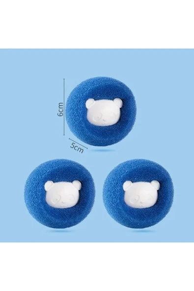 3 Adet Temizlenebilir Yuvarlak Yumuşak Çamaşır Makinesi Tüy Toplama Topu - 5