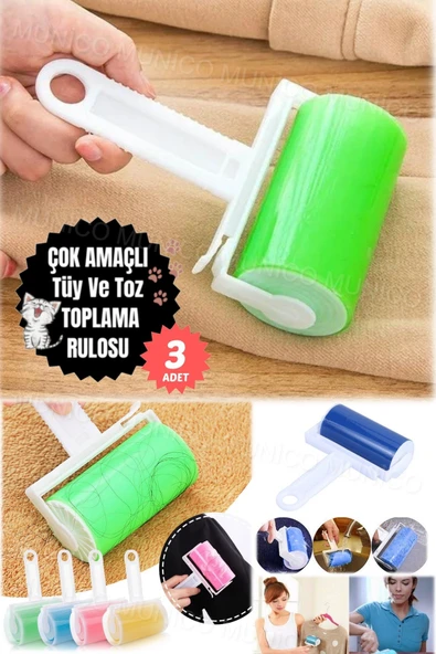 3 Adet Yıkanabilir Kedi Tüy Toplama ve Köpek Tüy Toplama Toz Pratik Toplama Rulosu Aparatı ürün görseli 1