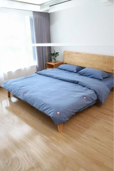 8 Adet Pembe Renk Gül Desenli Yorgan Kılıfı Çarşaf Nevresim Örtü Tutucu Sabitleyici Kaydırmaz - Resim 5