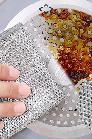 3 Adet Ince Telli Bulaşık Bezi Yag Ve Kir Sökücü Bez Tel Çizmez Bulaşık Teli Çelik Bez 20x20 ürün görseli 1