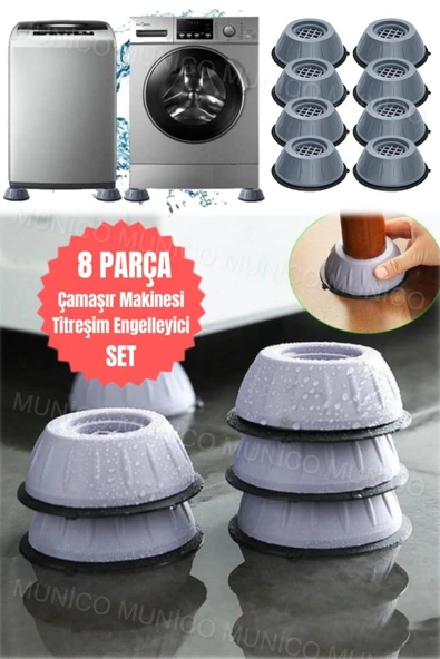 Çamaşır Makinesi Pedleri - 8 Adet Kaymaz Çamaşır Makinesi Stoper Seti - 8 Parça Titreşim Önleyici - 6