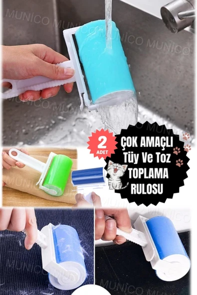2 Adet Giysi Tüy Kıl Sökücü Kedi Saç Pet Saç Çıkarıcı Yıkanabilir Giysiler Yapışkan Rulo Kanepe Toz ürün görseli 1