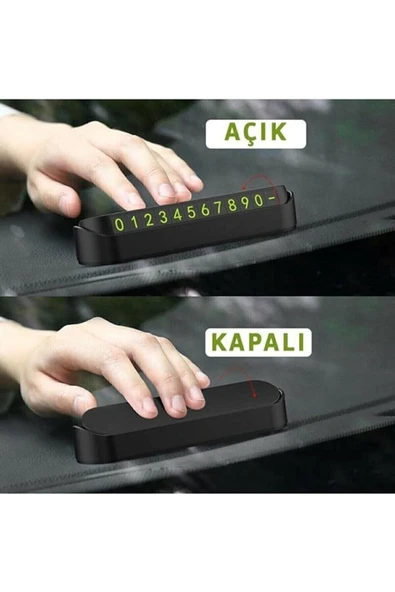 Araç Içi Park Telefon Numarası Fosforlu Numaratör Oto Cam Kartı-Siyah - Resim 3