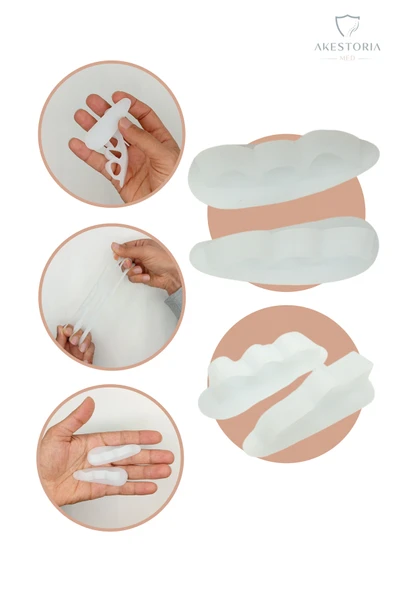 Aveo 2 Adet Ten/Beyaz Renk Silkonlu Üç Parmak Bunyon, Ayak Parmak Düzeltici Ve Kemik Koruyucu Metatarsal - Resim 3