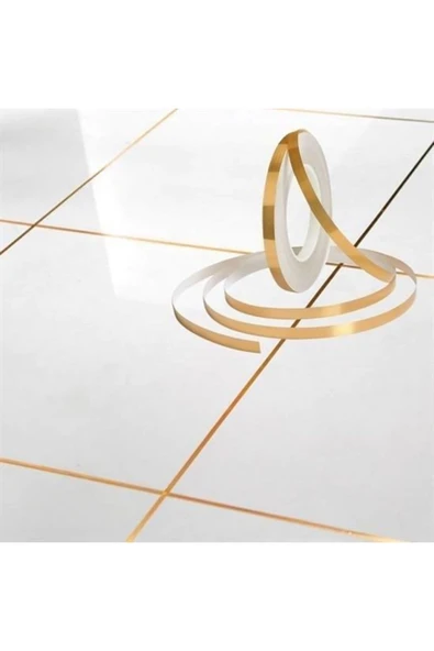 50 Metre Fayans Arası Şerit Dekoratif Yapışkan Renkli Dekor Su Geçirmez Sızdırmaz Altın Bant Kaplama - 3