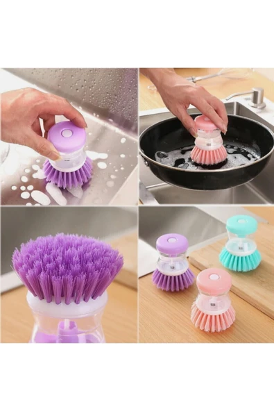 2 Adet Deterjan Hazneli Mutfak Lavabo Bulaşık Fırçası 2li Set - Resim 2