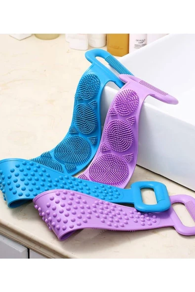 Çift Taraflı Banyo Sırt Kesesi Silikon Duş Lifi Fırçası 70 Cm ürün görseli 1