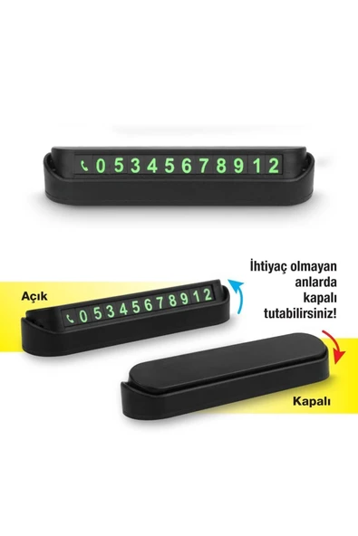 Araç Park Numaratörü Fosforlu Parkmatik Kapaklı Gizlenebilir Aç Kapa Sistemli Oto Numaratör - Resim 4