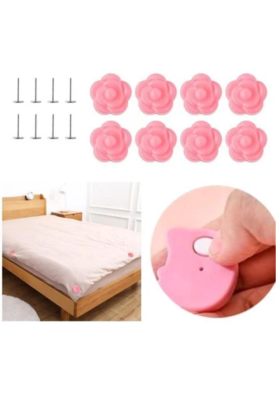 8 Adet Pembe Renk Gül Desenli Yorgan Kılıfı Çarşaf Nevresim Örtü Tutucu Sabitleyici Kaydırmaz ürün görseli 1