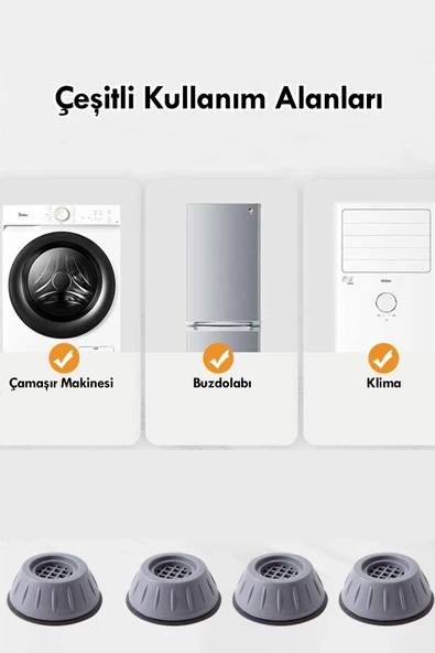 4lü Beyaz Eşya Altlığı Gürültü Titreşim Ses Önleyici Ayak Çamaşır Makinası Makine Altlığı makyaj - Resim 2