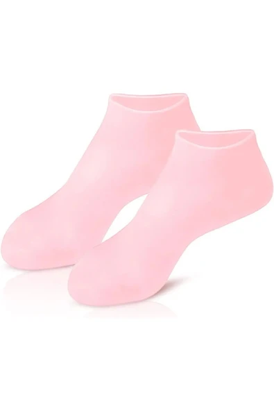 2 Çift Pembe Silikon Kaymaz Nemlendirici Çorap Yeniden Kullanılabilir Pedikür Bakımı Çatlak Topuk - 2