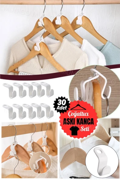 30 Adet Elbise Askısı Konnektör Seti Üst Üste Asma Aparatları Çok Fonksiyonlu Yerden Tasarruflu Askı ürün görseli 1