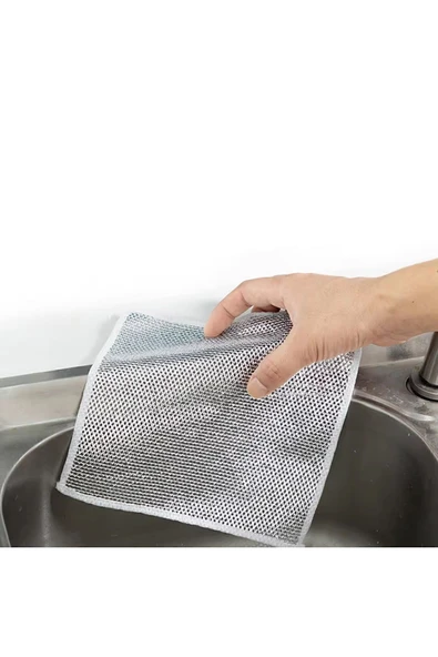 5 Adet Çok Fonksiyonlu Çizilmez Tel Bulaşık Bezi Bulaşık Tel Ovalama Bezi Çelik Tel Bulaşık Havlu - Resim 6