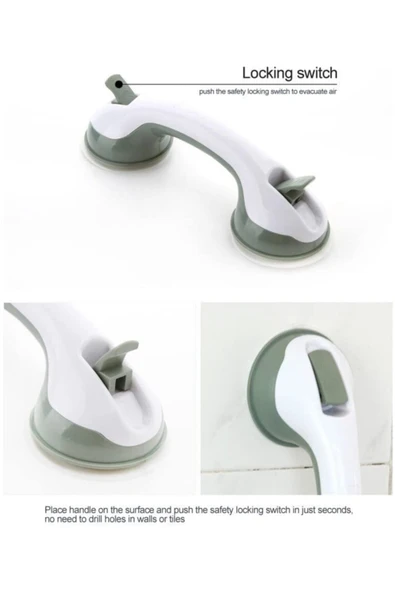 Çift Kilit Vantuzlu Kaymaz Banyo Emniyet Güvenlik Tutacağı Helping Handle - Resim 5