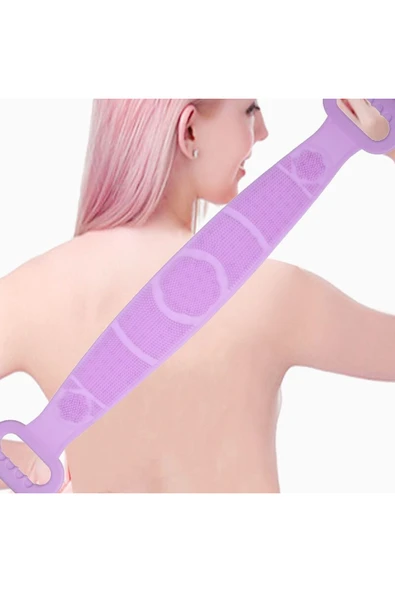 70 cm Çift Taraflı Sırt Kesesi -Silikon Duş Kesesi - Peeling Banyo Kesesi Mor ürün görseli 1
