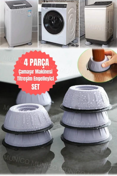Çamaşır Makineleri İçin 4 Adet Destek Pedleri Titreşim Önleyici Bacak Durdurucu Ayaklık Stand Gri - 3